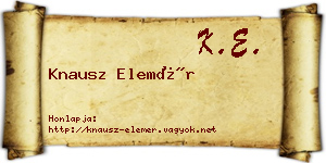 Knausz Elemér névjegykártya